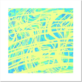 Abstract Swirly Green, Yellow, and Blue Design, made by EndlessEmporium Posters and Art